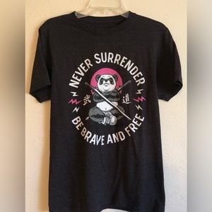 Hey Dude Teeshirt. Size S Unisex Panda Warrior design. Great condition